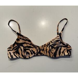 Tori Praver Emery Bikini Top Women’s Size Small Underwire Tiger Print Swim Sexy